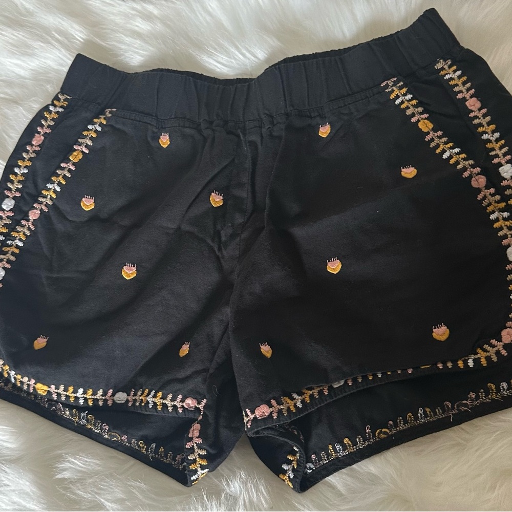 Madewell Women Black Embroidered Springtime Pull-On Shorts XS